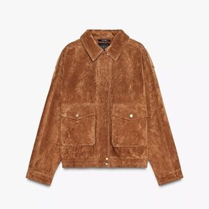 Zara suede bomber jacket with pockets